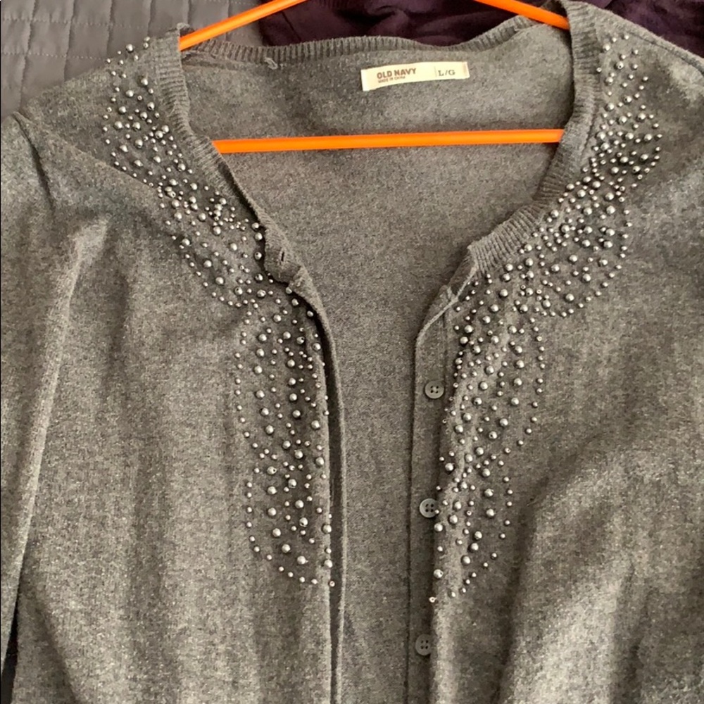 grey with design cardigan